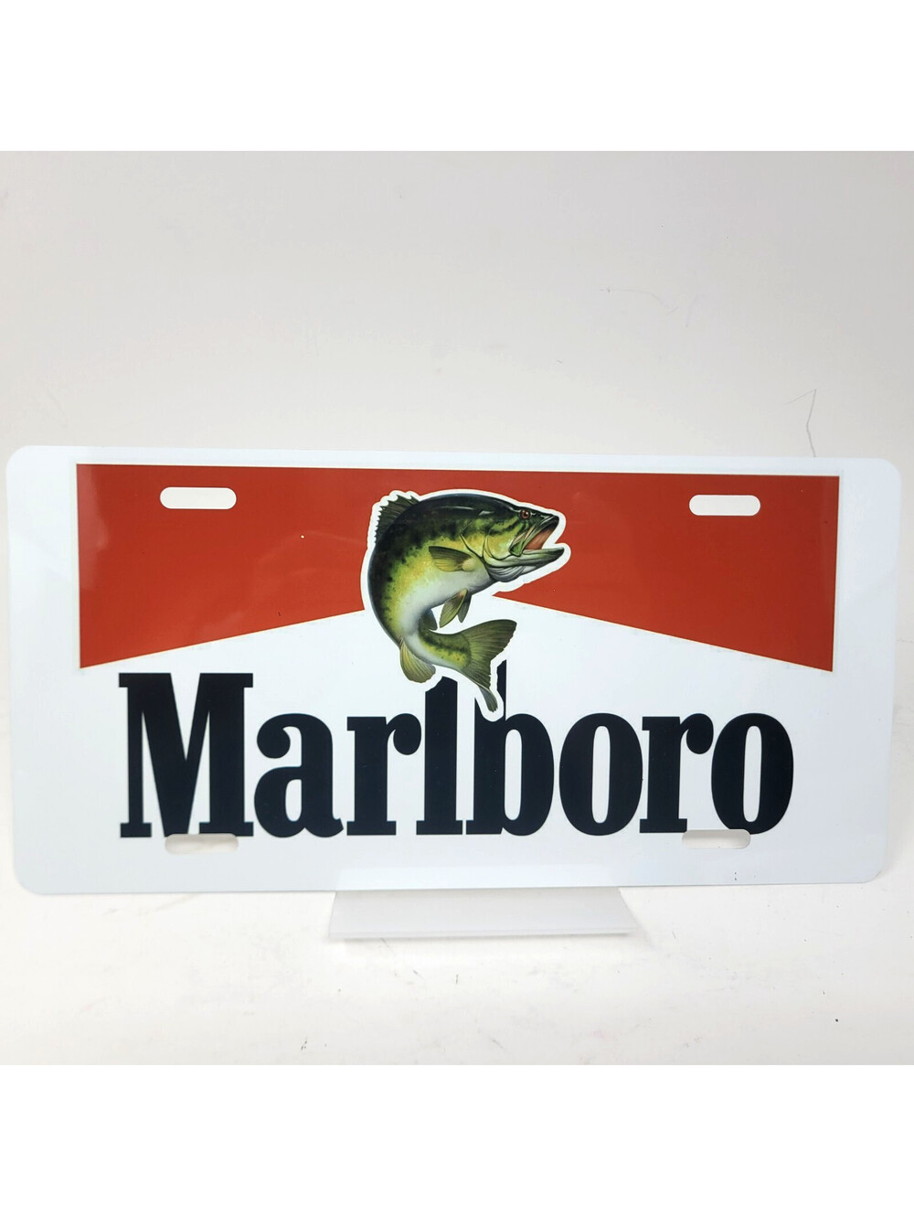 Marlboro Bass Fish Novelty License Plate Fishing Cigarette Ad Man Cave Decor